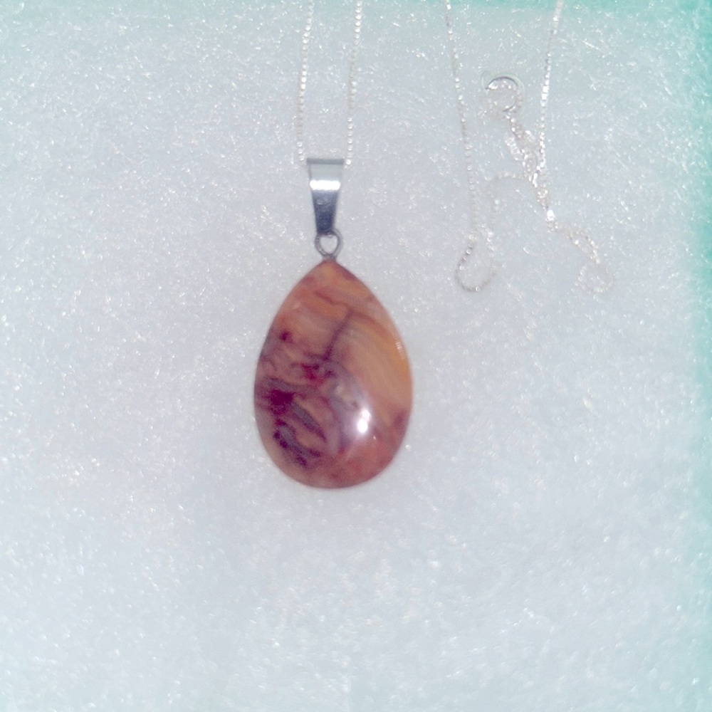 Boho Carnelian Agate Sterling Silver 16” Necklace